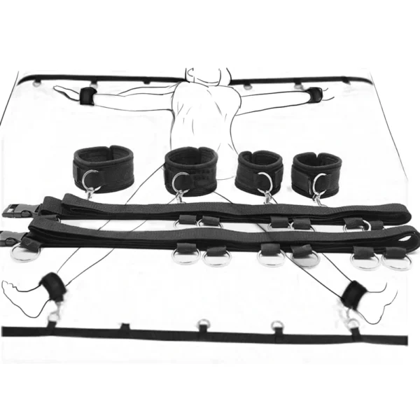Restraint Set BDSM Bondage Handcuffs & Ankle Cuffs Slave On The Bed Open Leg Flirt Sex Toys For Women Couples Erotic No Vibrator - Image 3