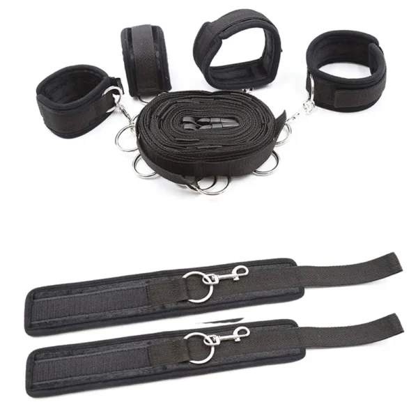 Restraint Set BDSM Bondage Handcuffs & Ankle Cuffs Slave On The Bed Open Leg Flirt Sex Toys For Women Couples Erotic No Vibrator - Image 2