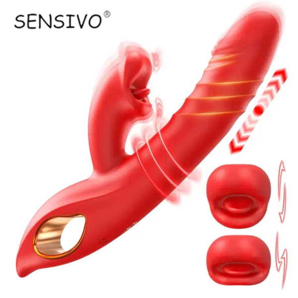 4 In 1 Tongue Licking Dildo Vibrators G Spot Thrusting Clitoral Stimulator Vagina Massager Mastrubation Adult Sex Toys for Women