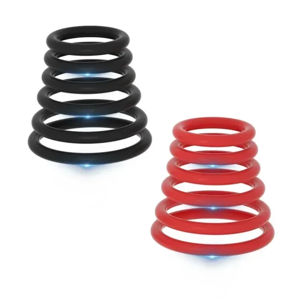 New 6pcs Silicone Penis Ring Ejaculation Delay Cock Rings Dick Erection Cockring Male Chastity Adult Sex Toys for Men - Image 3
