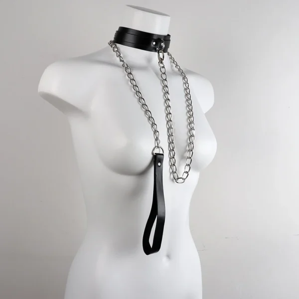Slave Cosplay Juguetes Erotic of Bdsm Sexy Leash Ring Bondage Collar Toys with Steel Chain for Lover Role Play Posture Spreader - Image 2