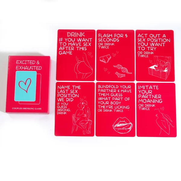 Excited And Exhausted Adult Card Playing Game 50x Playing Cards Drinking Card Game Designed For Couples As It Helps To Strengthe - Image 3