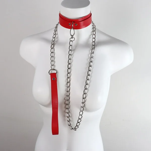Slave Cosplay Juguetes Erotic of Bdsm Sexy Leash Ring Bondage Collar Toys with Steel Chain for Lover Role Play Posture Spreader - Image 5