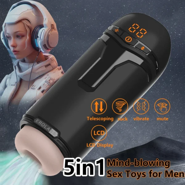 5 in 1 Male Masturbation Cup App Control Telescopic Real Oral Vagina Suction Vibrator Sucking Blowjob Machine Sex Toys For Men - Image 3