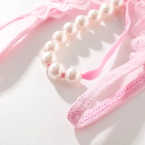 1Pcs Ladies Lace Panties Women Erotict Opening Crotch Thongs G-string Lingerie Sexy Underwear With Pearls Massaging Bead Briefs - Image 5