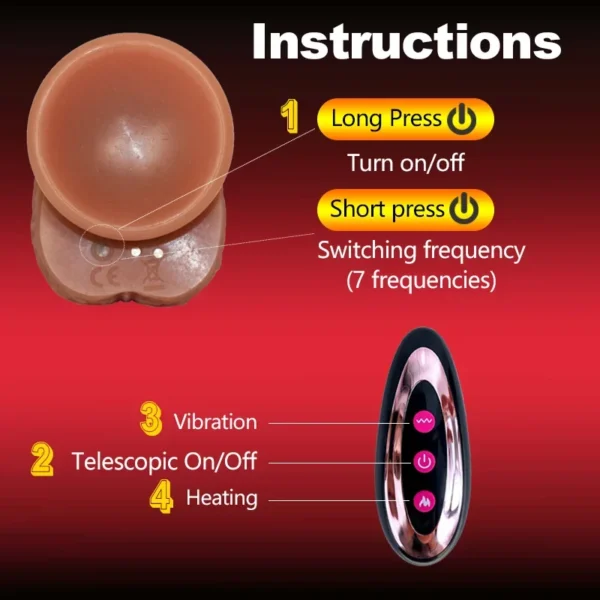 Realistic Dildo Telescopic Vibrator Penis Vaginal Masturbation Female Male Anal Plug Sexy Adult Rotating Heating Dildos Sex Toys - Image 5