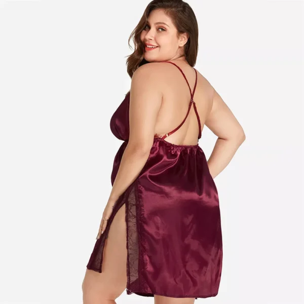 Women Lace Lingerie Sleepdress Plusl Size Black Ladies Nightwear Sexy See Though Underwear Spaghetti Strap Chemise Sleepwear - Image 4