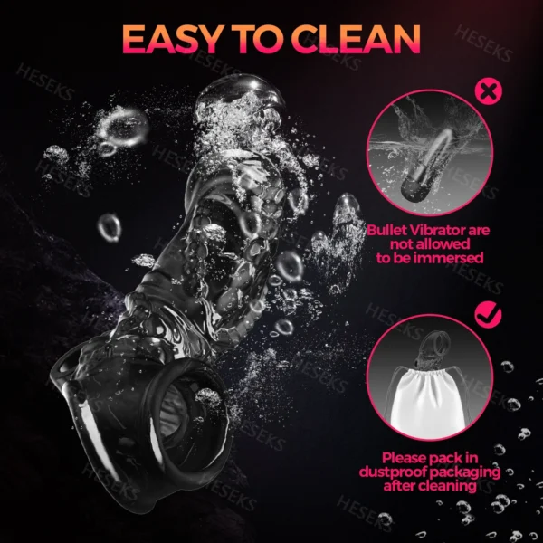 HESEKS Vibrator Ring Clear Cock Ring Extender Reusable Penis Sleeve Ultra-Soft Enlarger for Couples Vibrating Dildo Sex Toys Men - Image 5
