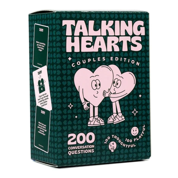 Talking Hearts Couple game for Date Nights Travel Adventures Gift for Couples 200 Questions 2 Wild Cards Dive into Deeper Bonds