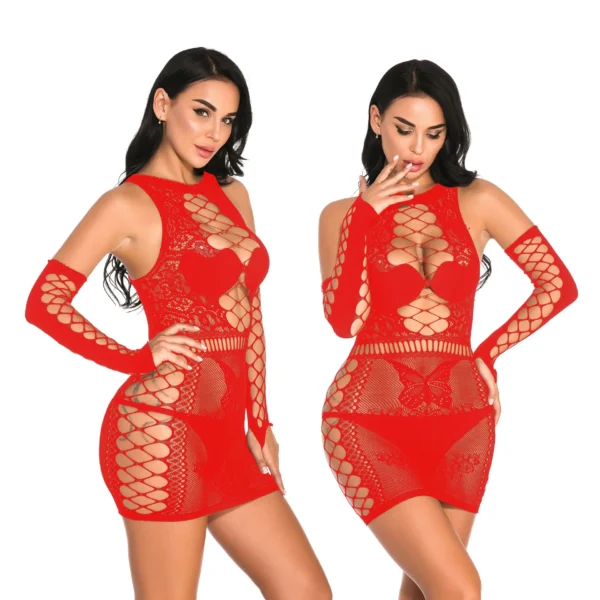 Plus Size Sexy Lingerie One-Piece Bodysuit Women Fishnet See Through Underwear Transparent Open Strapless Erotic Body Stocking - Image 3