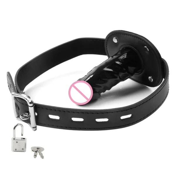 Locking Belt Dildo Mouth Gag BDSM Gag Blow Job Training Bondage Harness Sex Adult Supplies Products Fetish Toys For Couples - Image 5