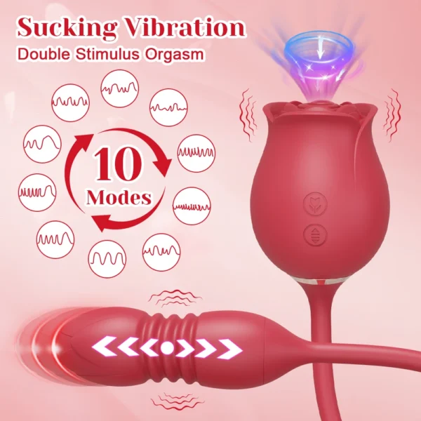 Rose Sucking Sex Toys Dildo Vibrator for Women 3in1 Thrusting G Spot Anal Vibrators Stimulator Female Vibrating Egg Adult Toys - Image 2