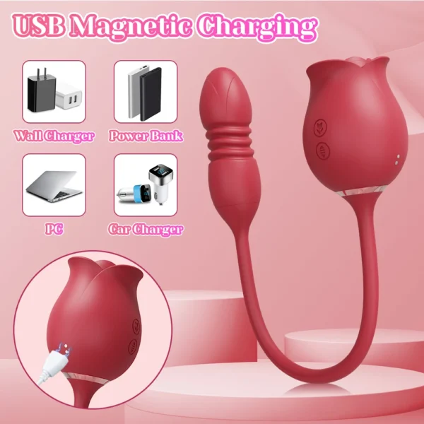 Rose Sucking Sex Toys Dildo Vibrator for Women 3in1 Thrusting G Spot Anal Vibrators Stimulator Female Vibrating Egg Adult Toys - Image 5