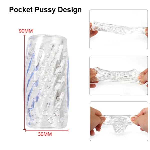 13cm Transparent Vaginal Sex Toy for Men 18 Plus Male Masturbator Realistic Vagina Real Pussy Penis Enlargement Exerciser Erotic - Image 2