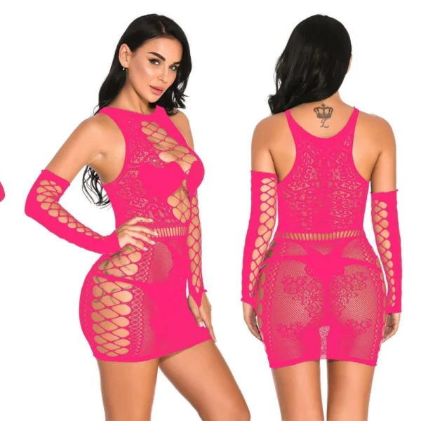 Plus Size Sexy Lingerie One-Piece Bodysuit Women Fishnet See Through Underwear Transparent Open Strapless Erotic Body Stocking - Image 2