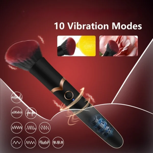 Vibrating Makeup Brush Massager Strong Shock Female Orgasm Clitoral Stimulator 10 Speed AV Wand Vibrator Adult Sex Toy for Women - Image 2