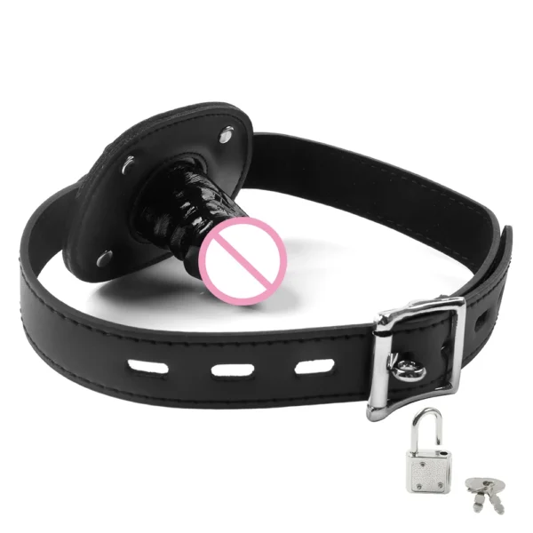 Locking Belt Dildo Mouth Gag BDSM Gag Blow Job Training Bondage Harness Sex Adult Supplies Products Fetish Toys For Couples - Image 4