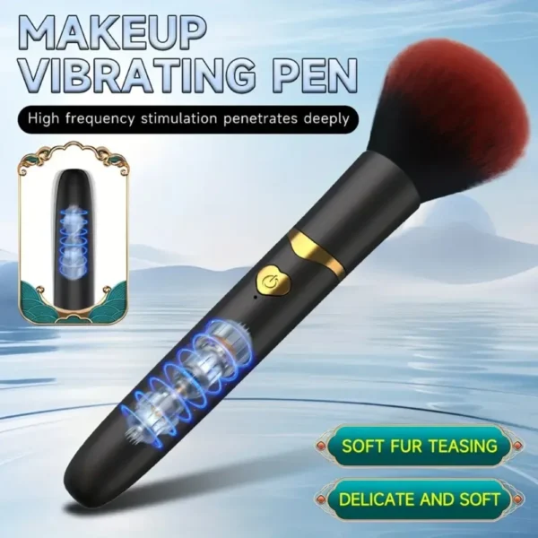 Vibrating Makeup Brush Massager Strong Shock Female Orgasm Clitoral Stimulator 10 Speed AV Wand Vibrator Adult Sex Toy for Women