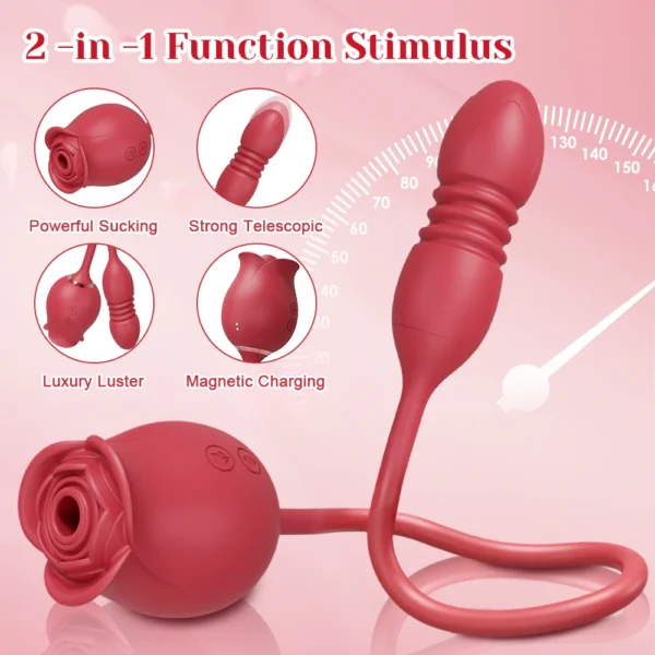 Rose Sucking Sex Toys Dildo Vibrator for Women 3in1 Thrusting G Spot Anal Vibrators Stimulator Female Vibrating Egg Adult Toys - Image 4